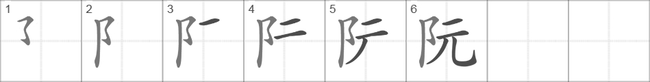 Написание иероглифа 阮