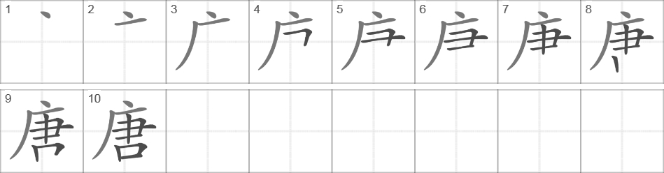 Написание иероглифа 唐
