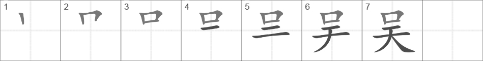 Написание иероглифа 吴
