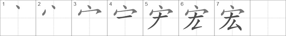 Написание иероглифа 宏