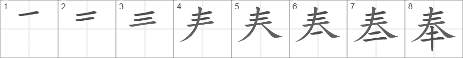 Написание иероглифа 奉