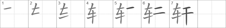 Написание иероглифа 轩