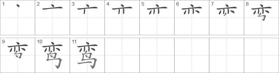 Написание иероглифа 鸾