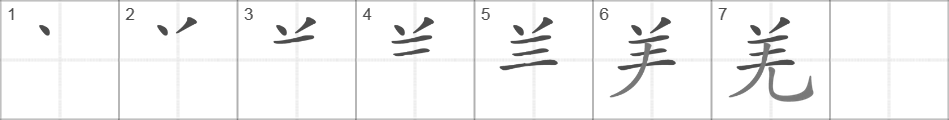 Написание иероглифа 羌