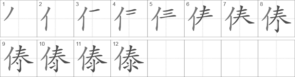 Написание иероглифа 傣