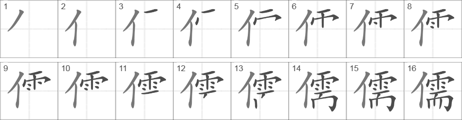 Написание иероглифа 儒