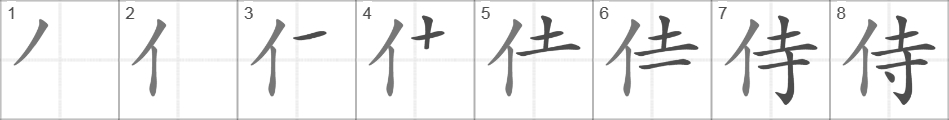 Написание иероглифа 侍