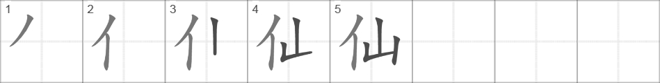 Написание иероглифа 仙