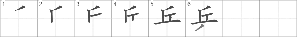 Написание иероглифа 乒