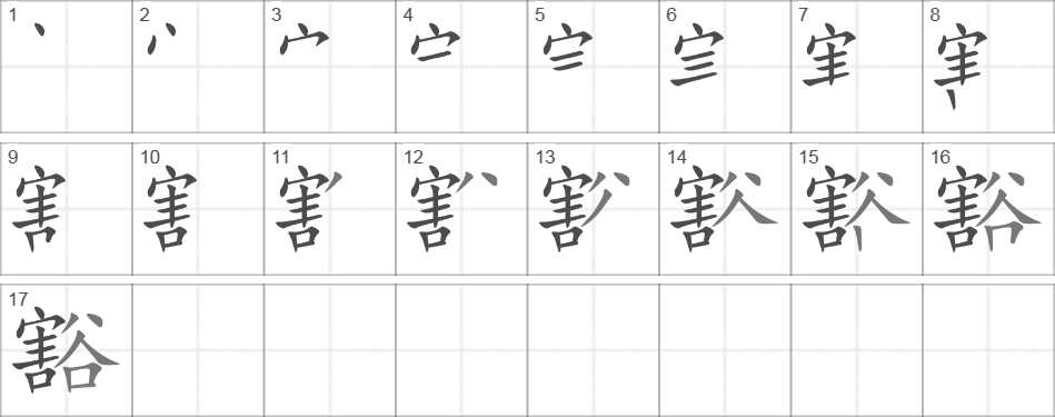 Написание иероглифа 豁