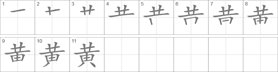 Написание иероглифа 黄