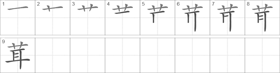 Написание иероглифа 茸