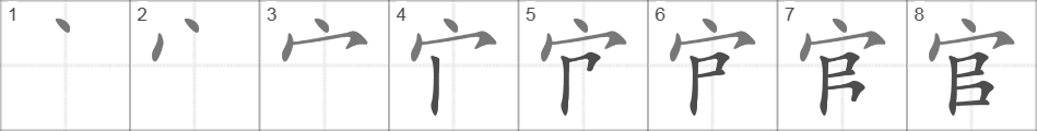 Написание иероглифа 官