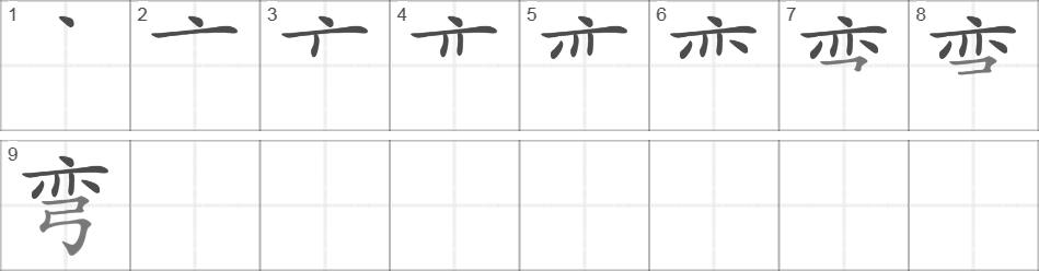 Написание иероглифа 弯