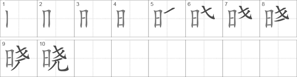 Написание иероглифа 晓