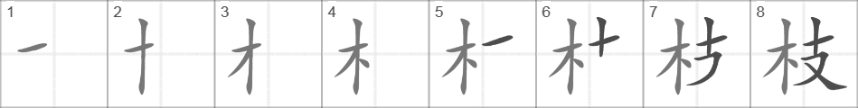 Написание иероглифа 枝