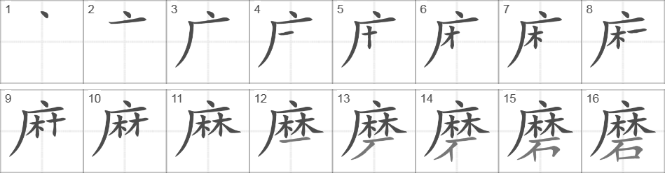 Написание иероглифа 磨