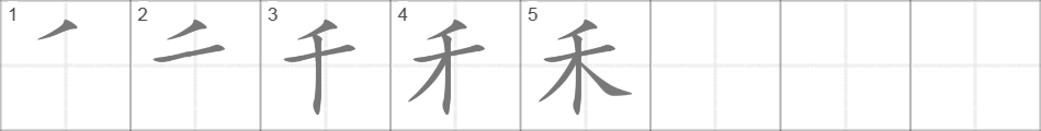Написание иероглифа 禾