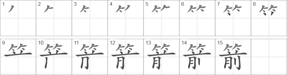 Написание иероглифа 箭