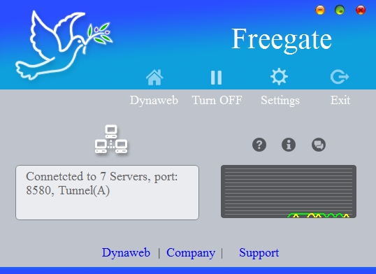 Freegate - главное окно