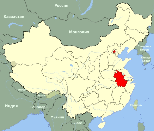Аньхой на карте Китая
