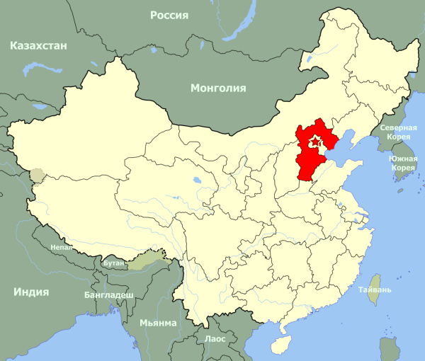 Хэбэй на карте Китая