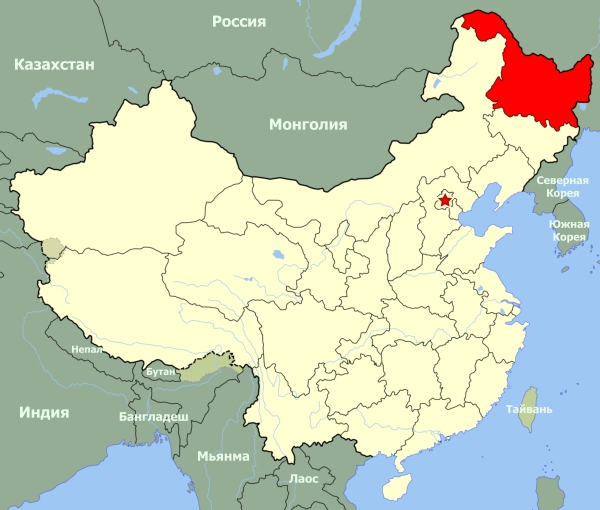 Хэйлунцзян на карте Китая