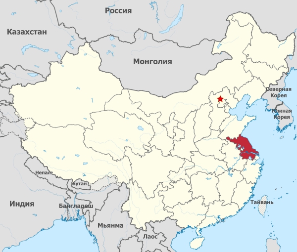 Цзянсу на карте Китая