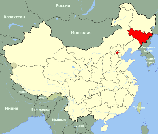 Гирин на карте Китая
