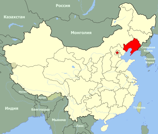 Ляонин на карте Китая