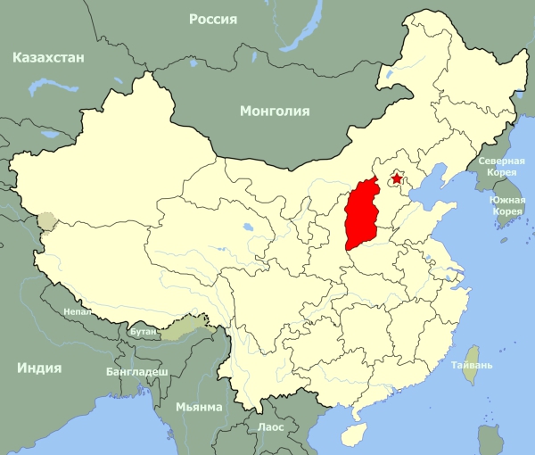 Шаньси на карте Китая